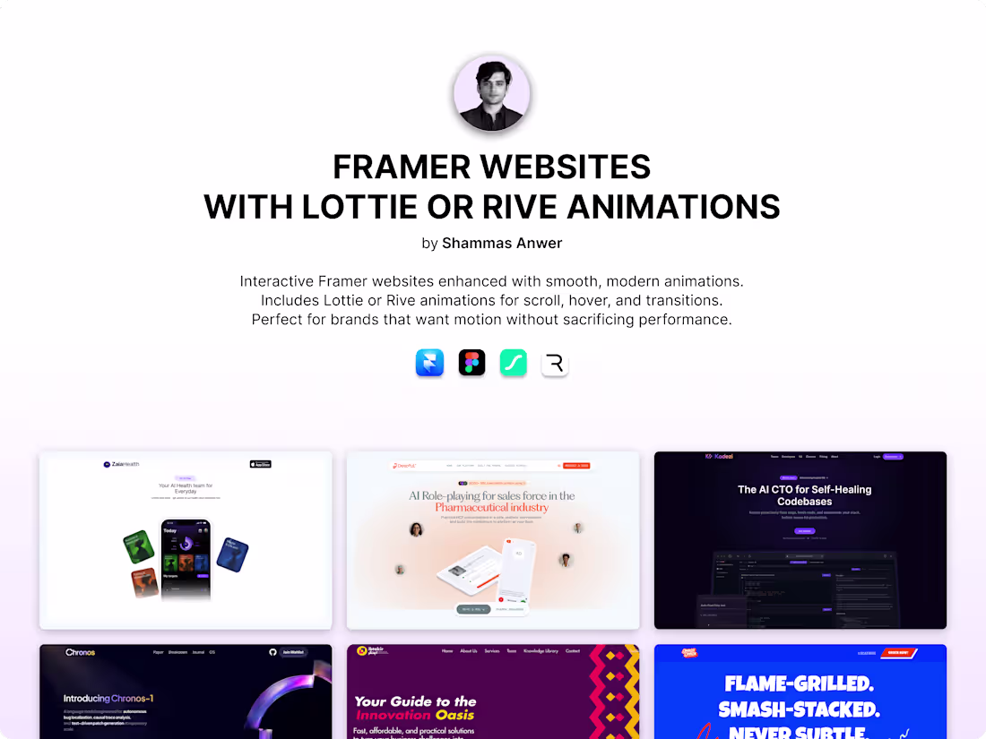 Cover image for Framer Websites with Custom Animations (Lottie / Rive)