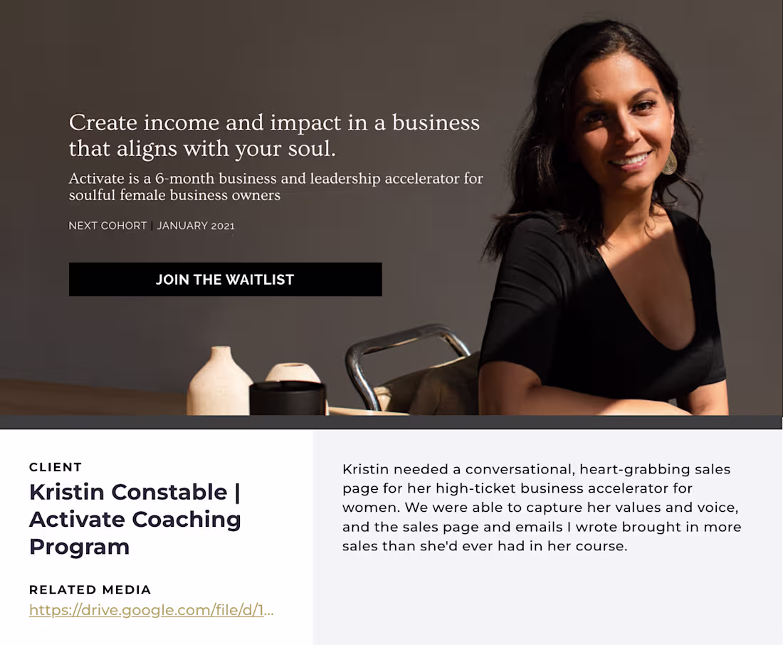 Cover image for Coaching Program Launch: Sales Page/Emails