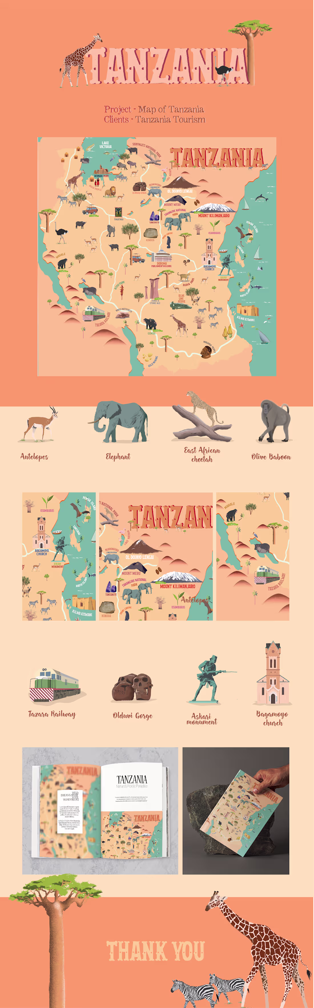 Cover image for Discover Tanzania: A Vibrant Map Illustration Journey
