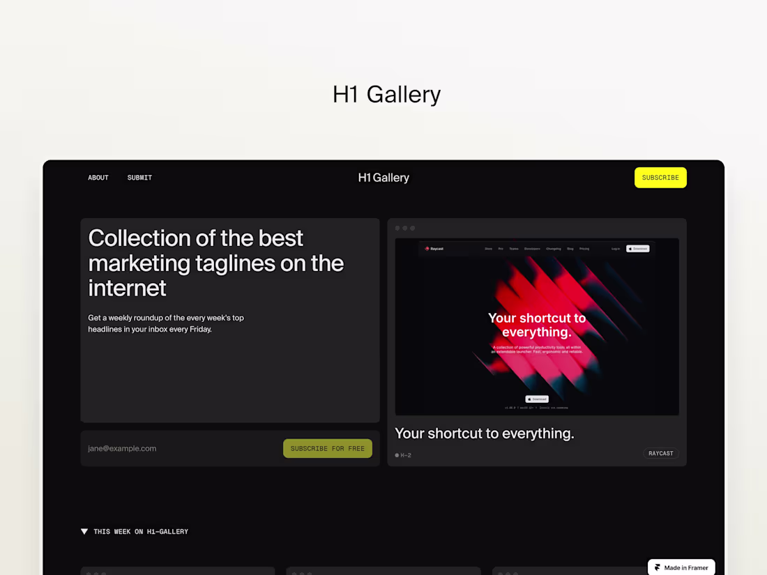 Cover image for H1 Gallery - Website Design & Framer Build