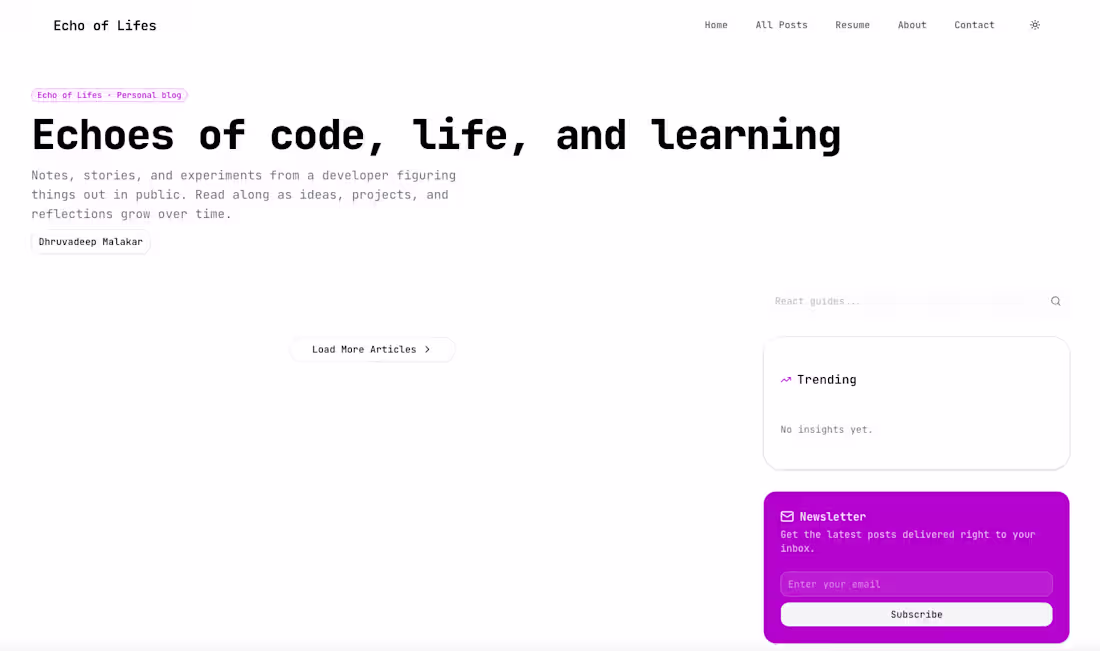Cover image for Blog Site with Custom Analytics