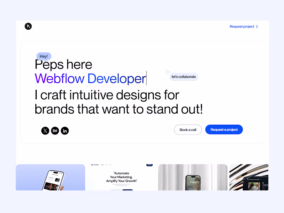 Cover image for Personal Brand Website – Webflow & Interactive Design