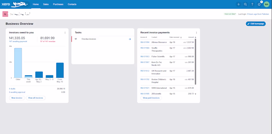 Cover image for Managed accounts receivable using Xero,