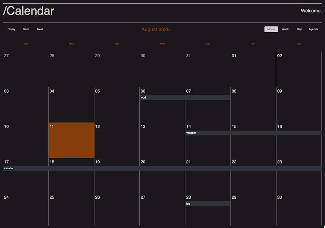 Cover image for Personal Calendar