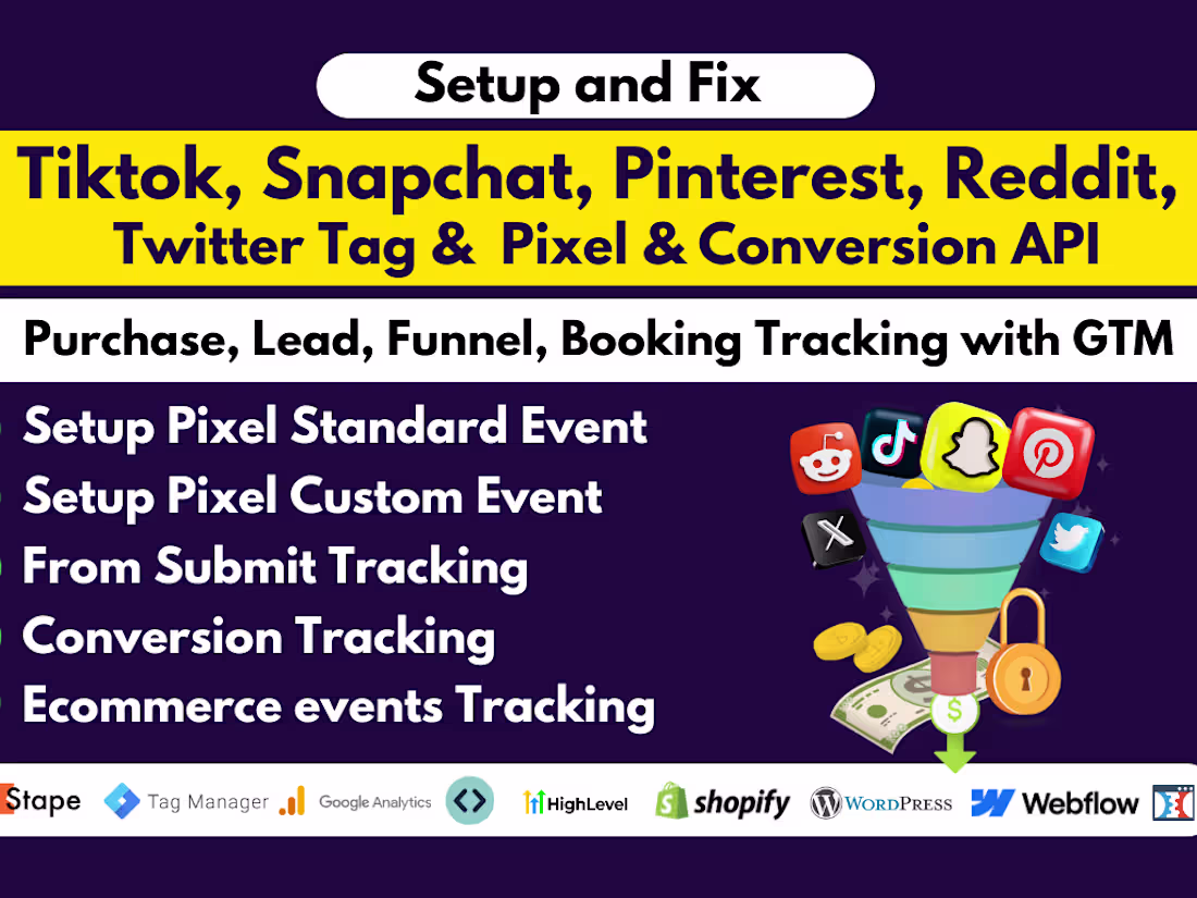 Cover image for setup snapchat,pinterest reddit twitter Pixel conversion API GTM