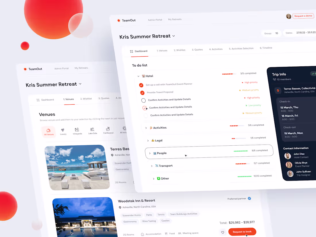 Cover image for Web app design for B2B Travel product Teamout (YC W22) 