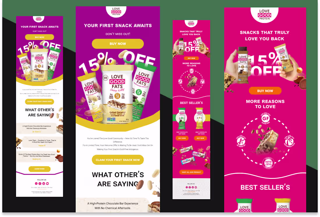 Cover image for l Created a 2-part welcome flow introducing the brand story,...