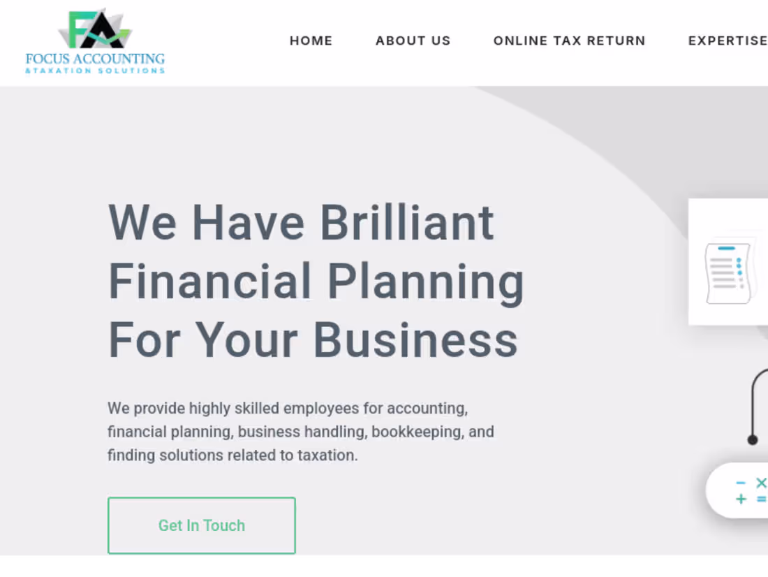 Cover image for Website for Focus Accounting And Taxation – NSW, Australia