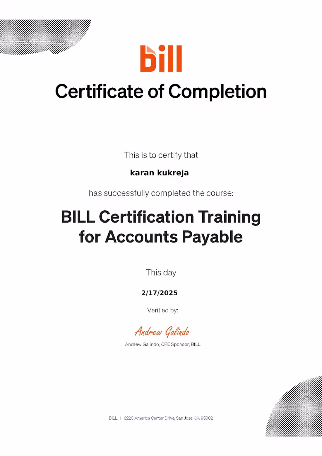 Cover image for Bill.com Certification