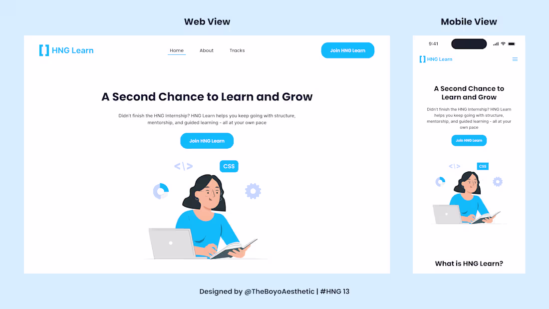 Cover image for These are the desktop and mobile landing pages for HNG Learn...