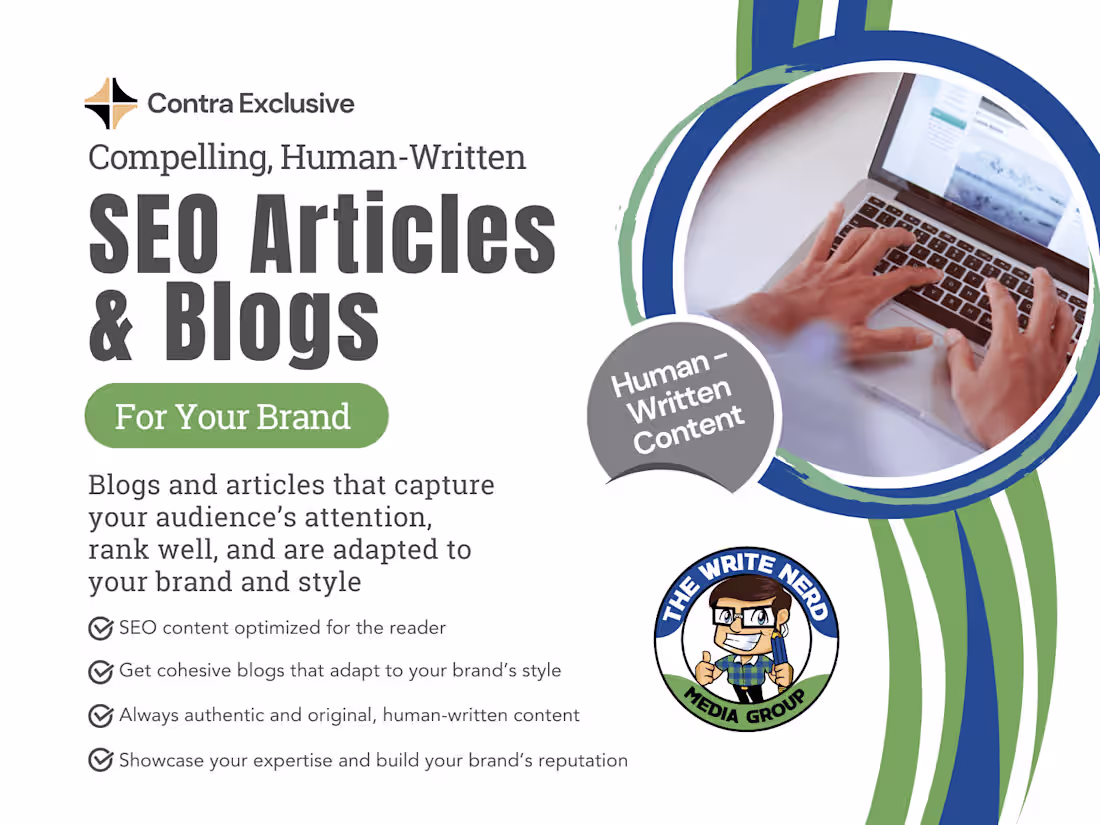 Cover image for Compelling, Human-Written SEO Articles & Blogs