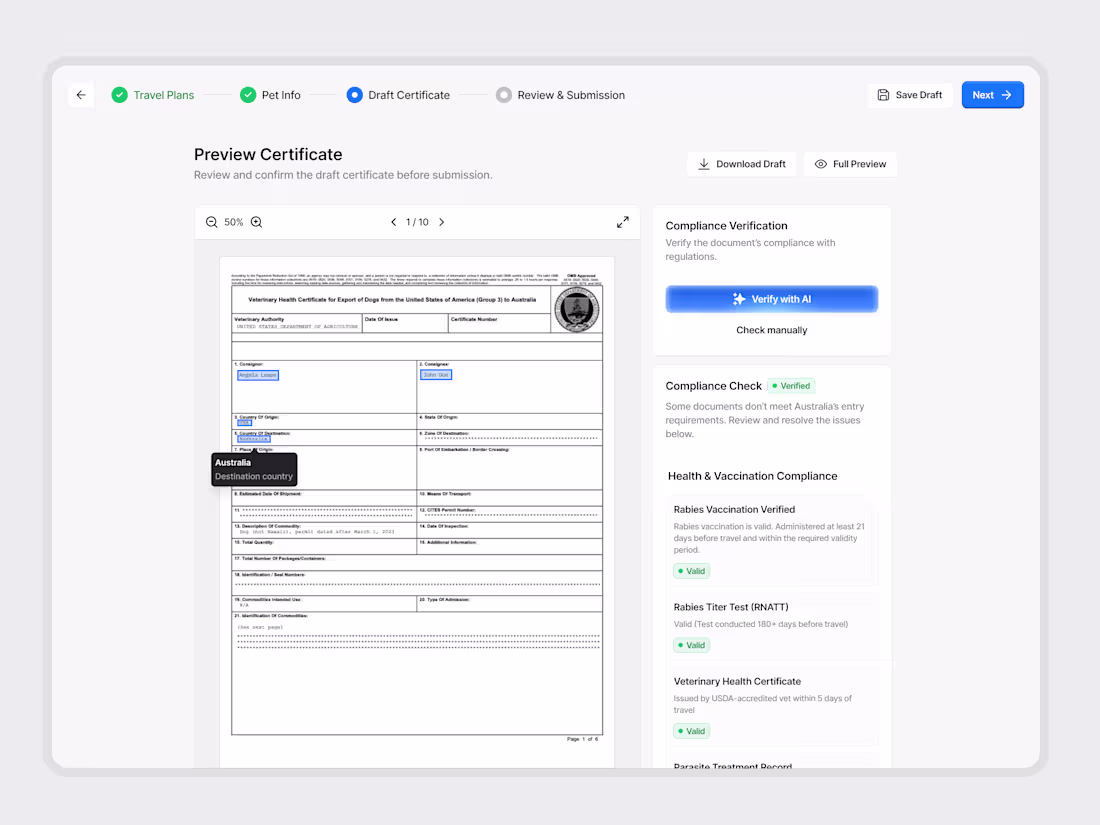 Cover image for Pet Health Certificate Web App UI/UX (SaaS MVP)