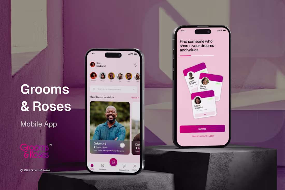 Cover image for Grooms & Roses Matrimonial App Design