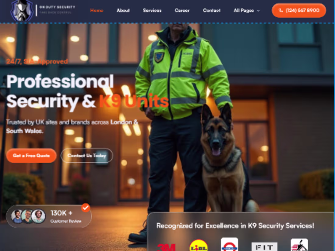 Cover image for On Duty Security | Professional K9 & Static Security Services