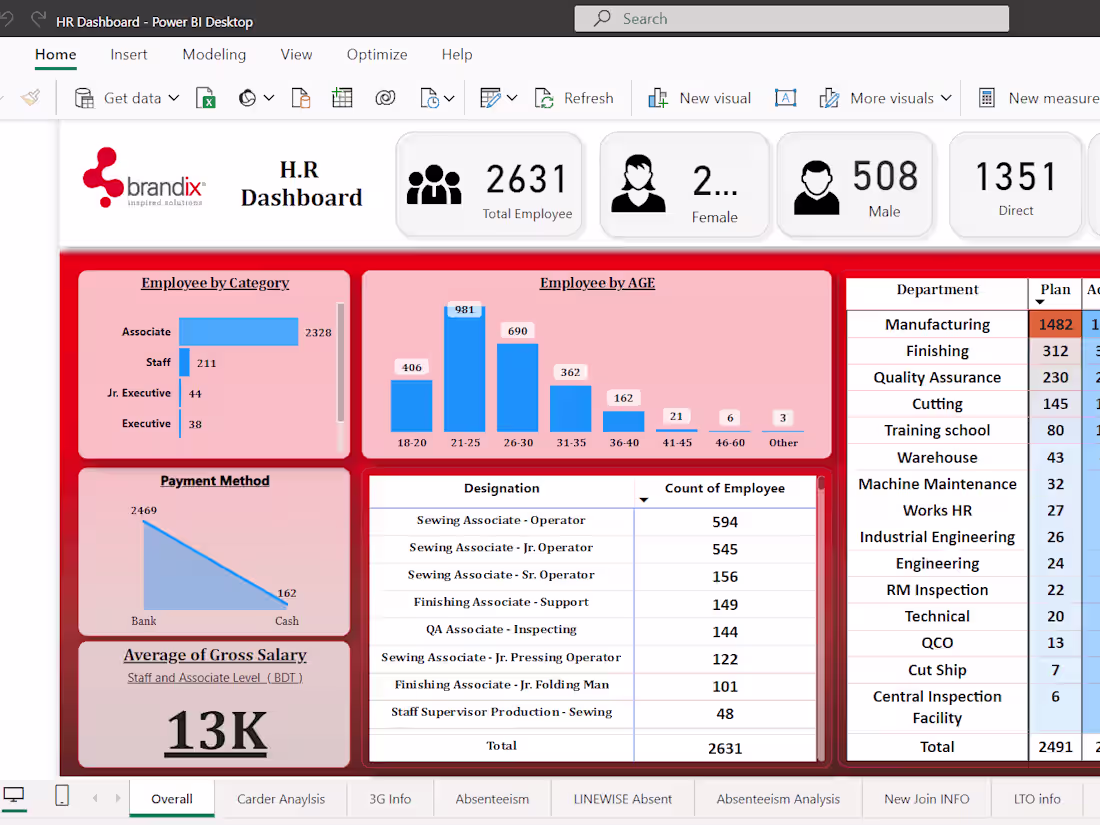 Cover image for Interactive HR Dashboard for Brandix
