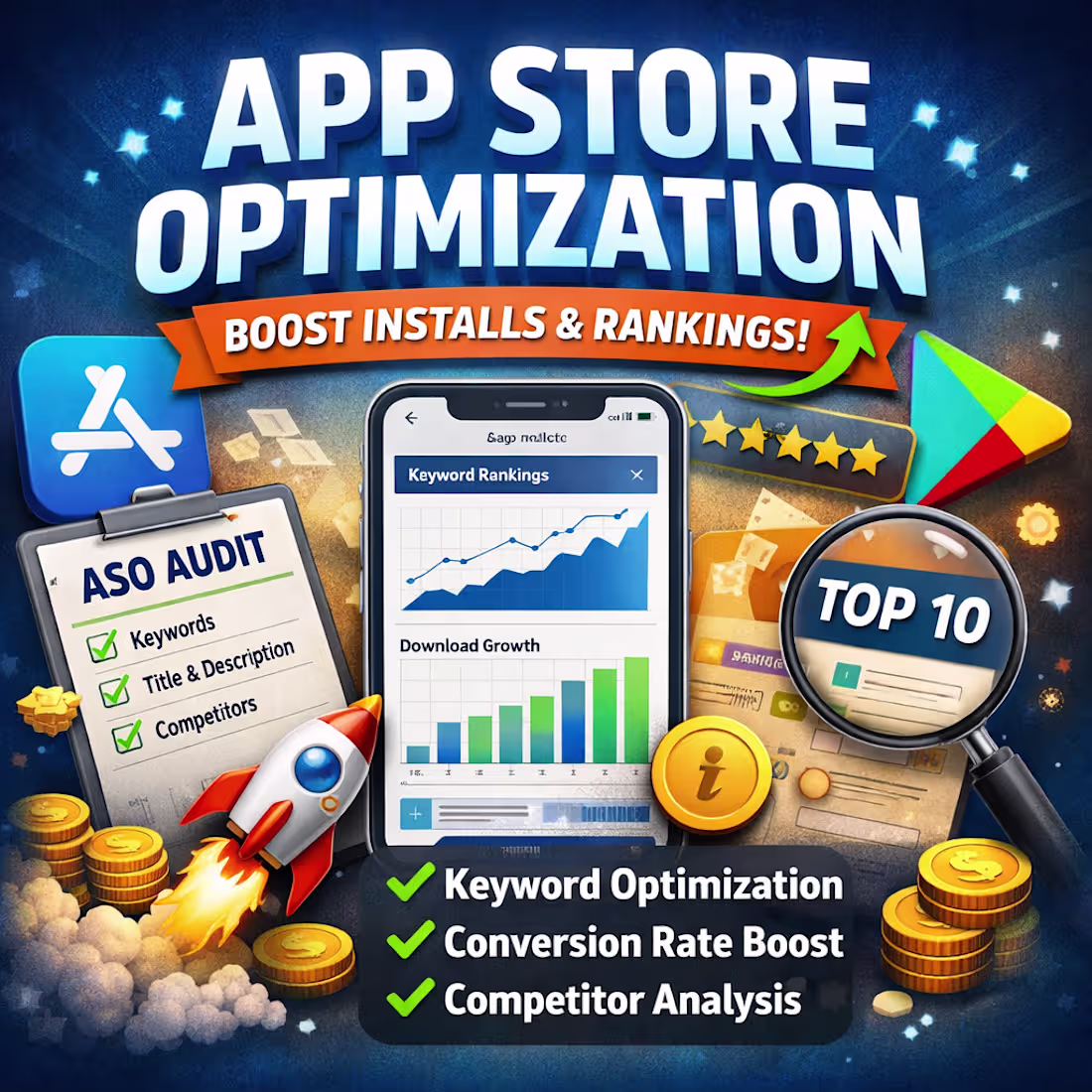 Cover image for App Store Optimization (ASO) to Increase Installs & Rankings