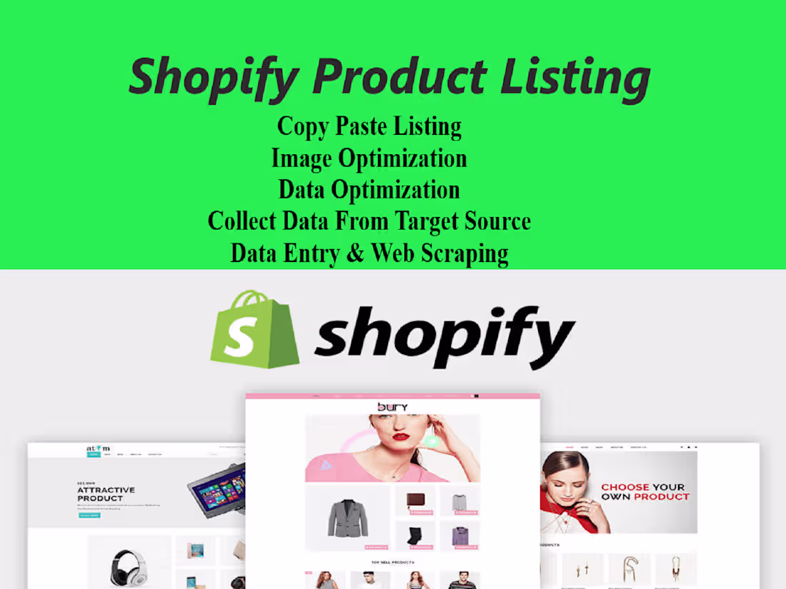Cover image for Shopify product listing data entry professionally
