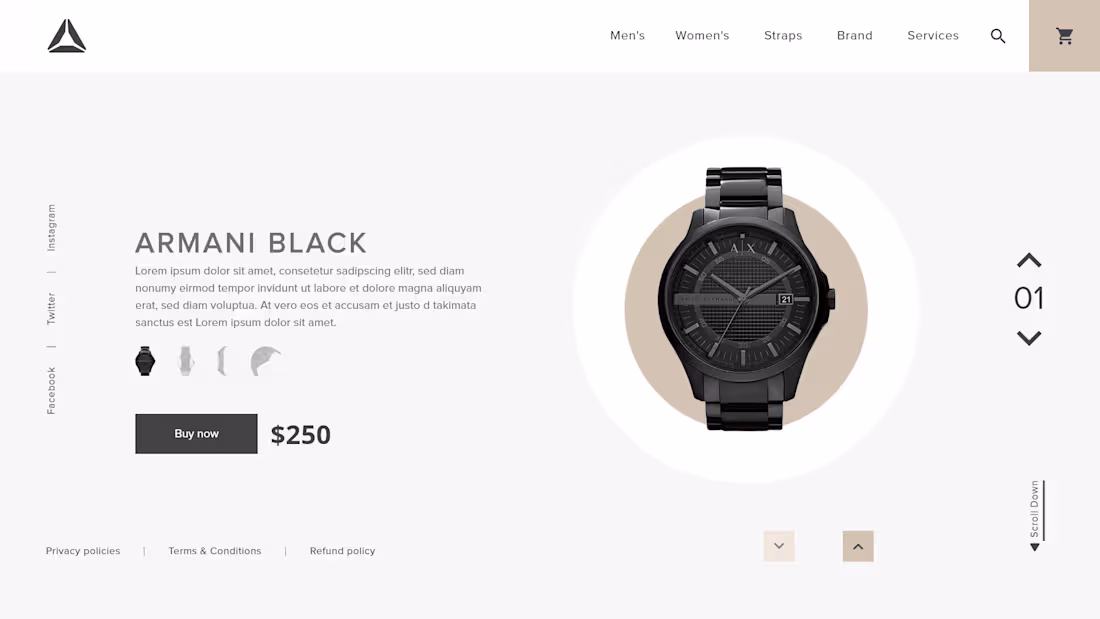 Cover image for Armani Black Watch Landing Page