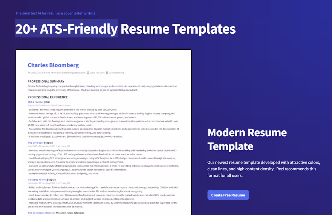 Cover image for REZI - AI Resume Builder