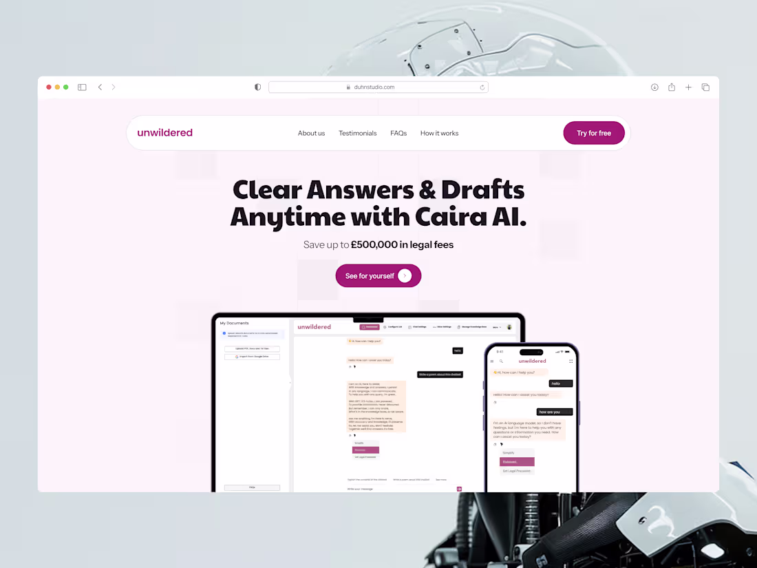 Cover image for Unwildered - London Based Tech Startup Framer Website