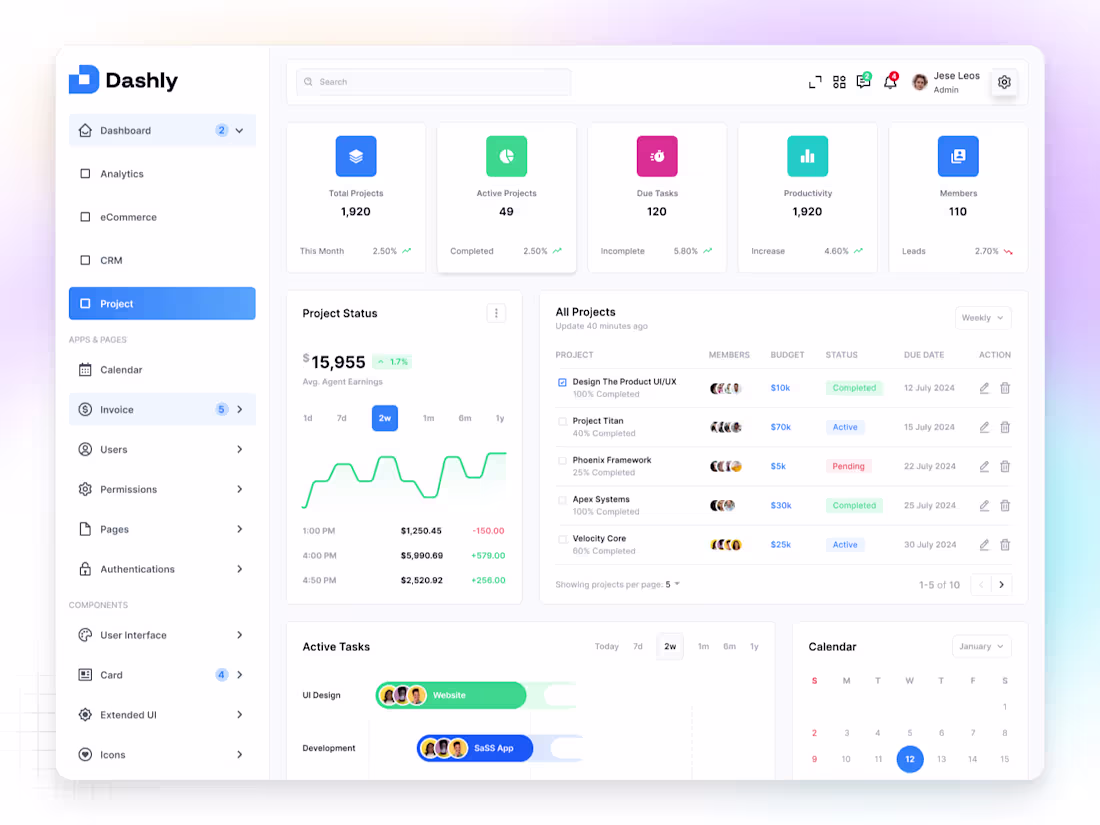 Cover image for ✦ Dashly — Project Dashboard Dashly Project is a clean and s...