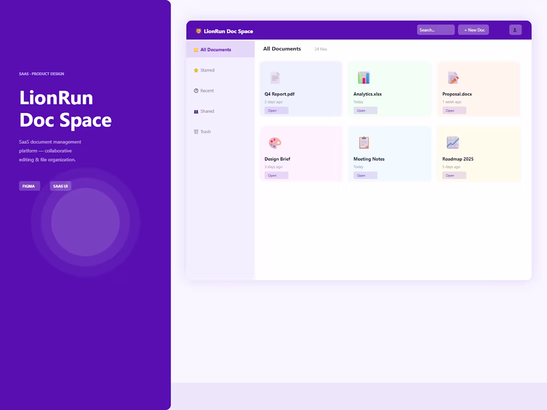 Cover image for LionRun Doc Space — SaaS Product Design