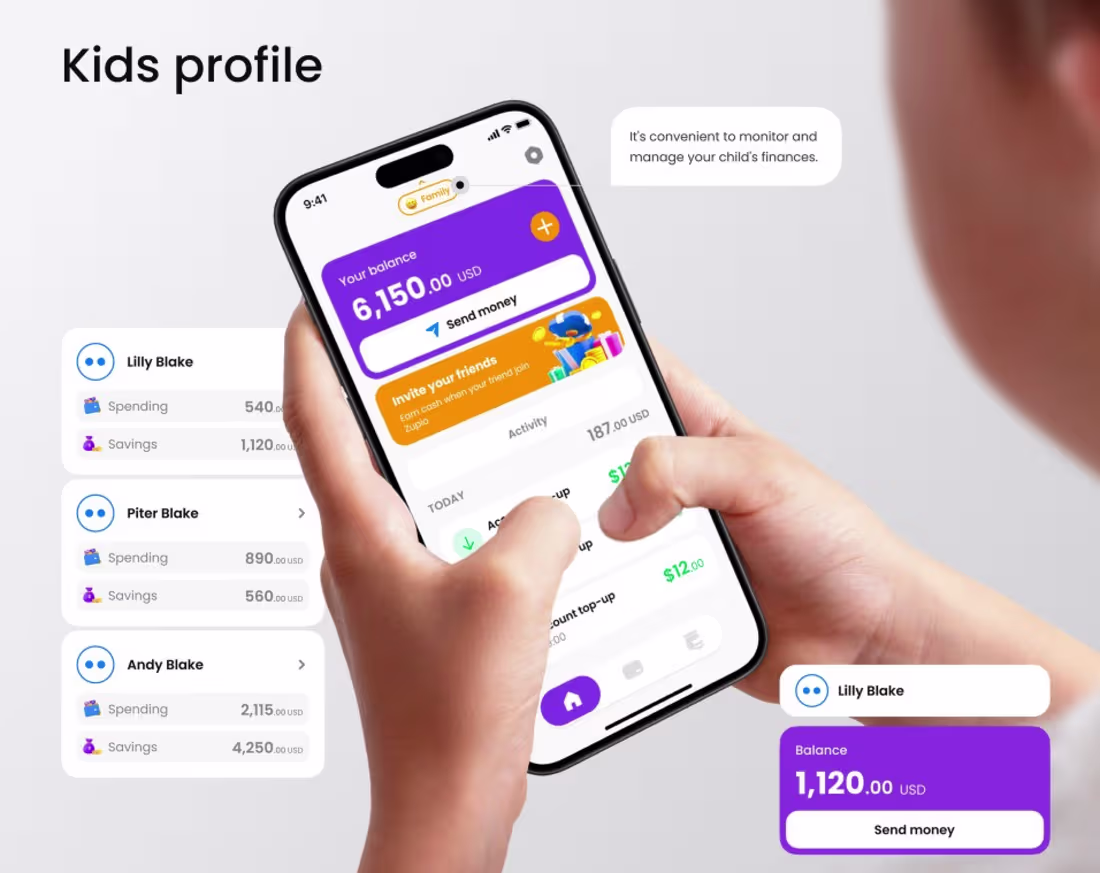 Cover image for Mobile App UI Design – Fintech App for Kids