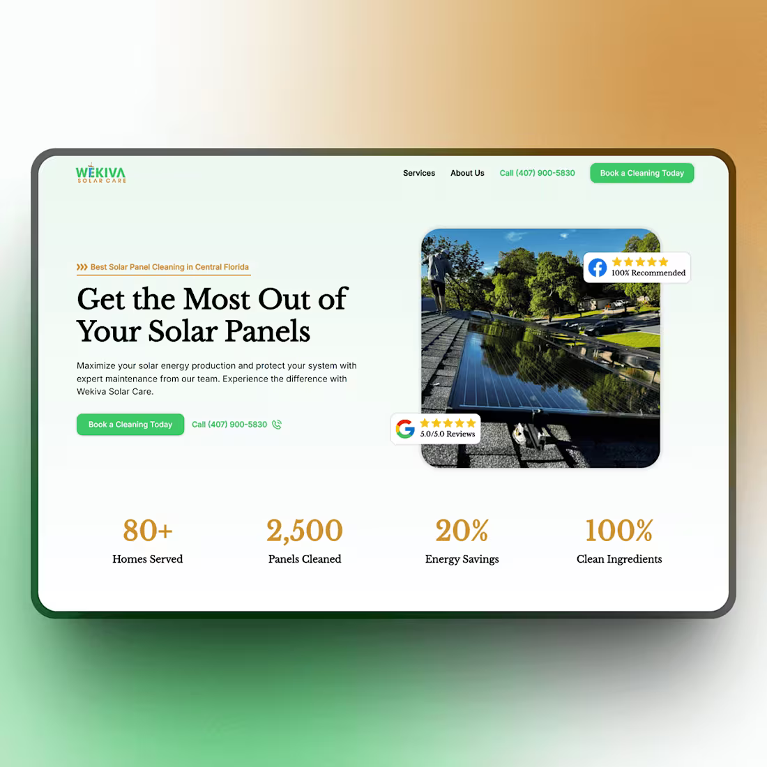 Cover image for Wekiva Solar Care 🧼 | Solar Cleaning Company Website