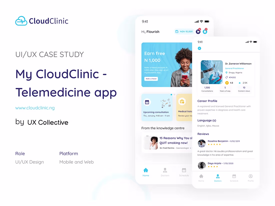 Cover image for My Cloud clinic Telemedicine Website and Mobile Design