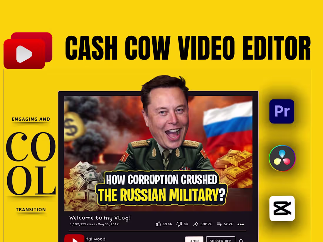 Cover image for I will edit engaging faceless cash cow youtube videos