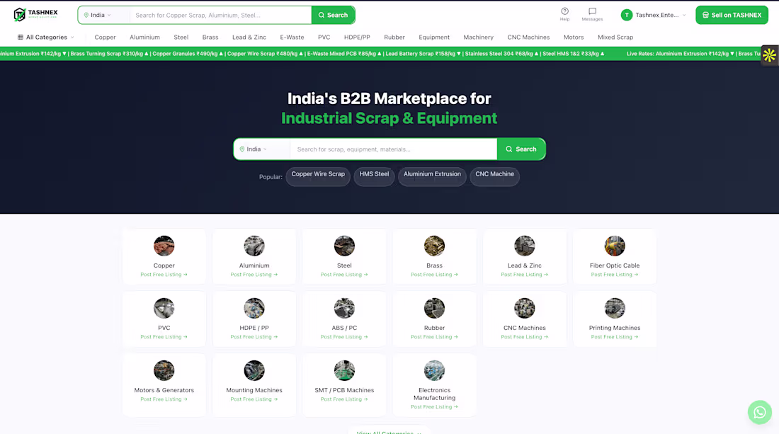 Cover image for Tashnex — India's B2B Marketplace