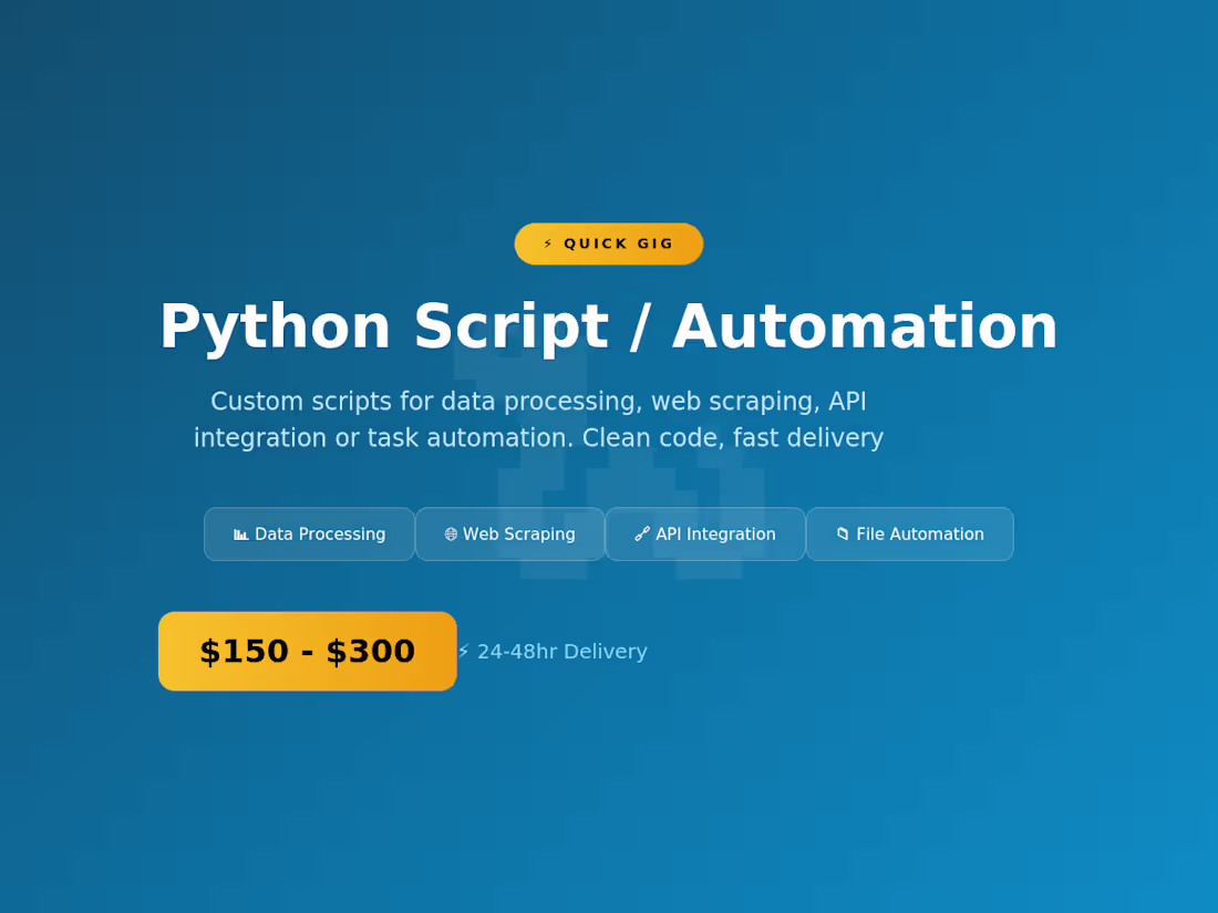 Cover image for Python Script - Data Processing & Automation
