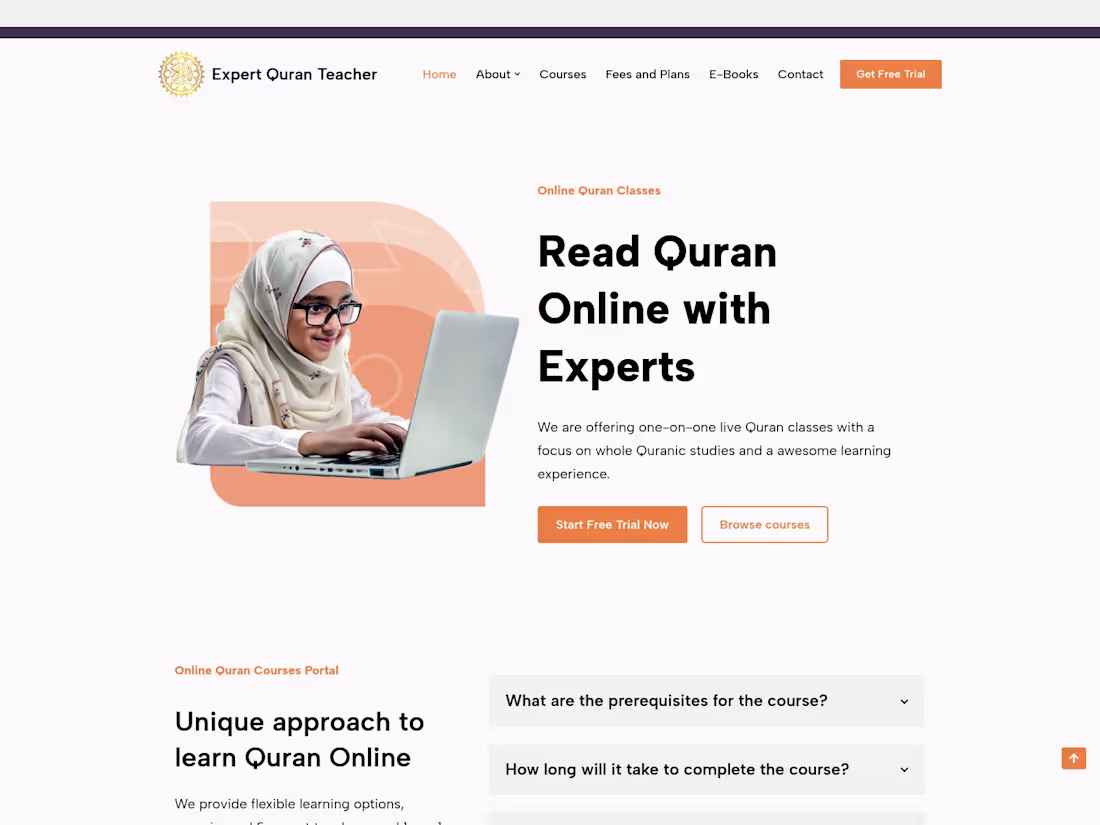 Cover image for Online Quran Teacher website customized