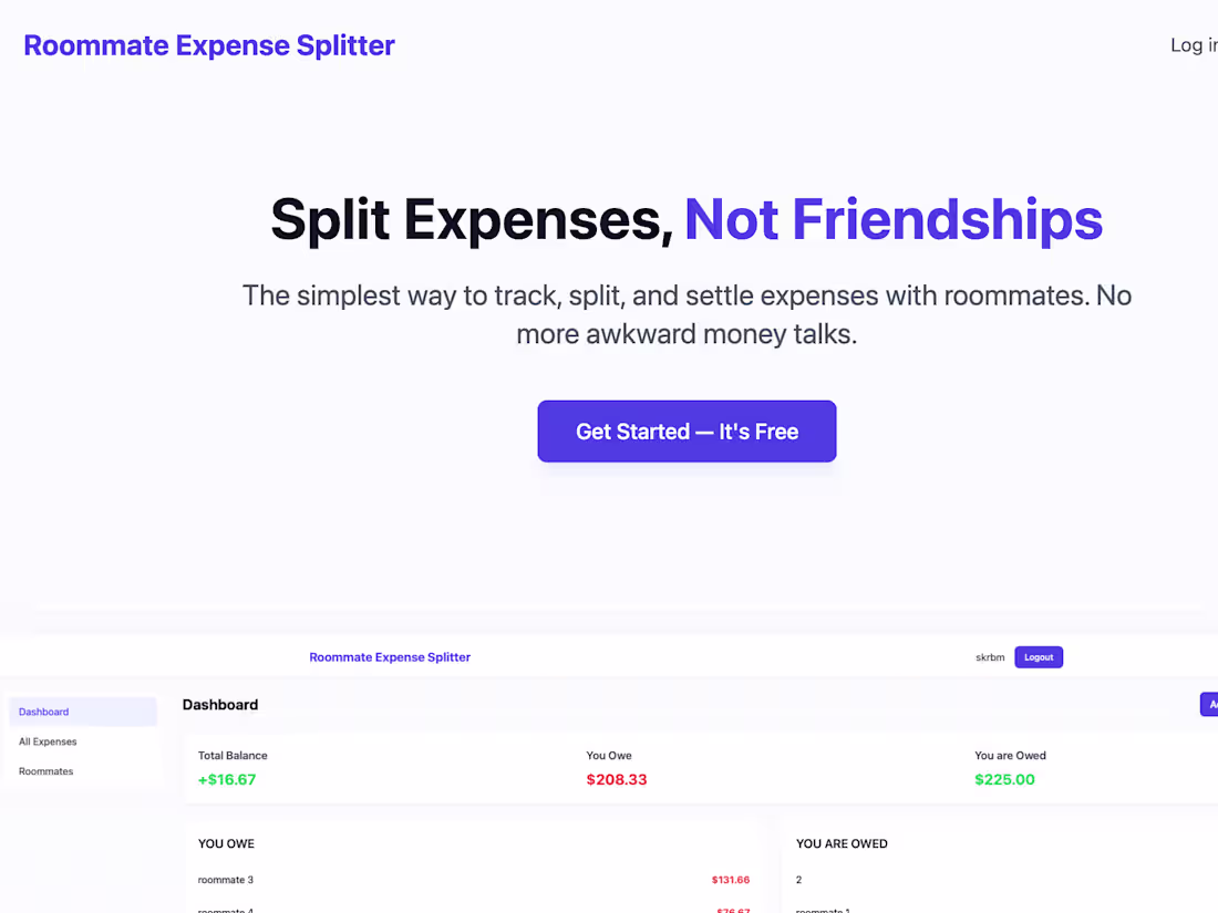 Cover image for Roommate Expense Splitter