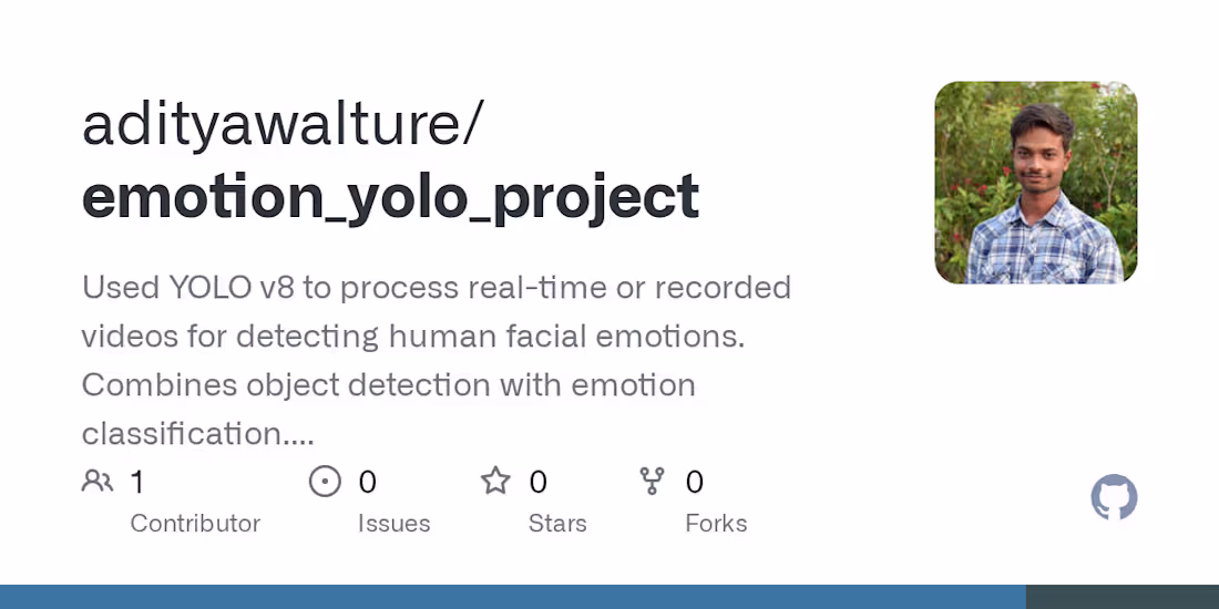 Cover image for Emotion Detection from Video using YOLOv8 and ResNet18