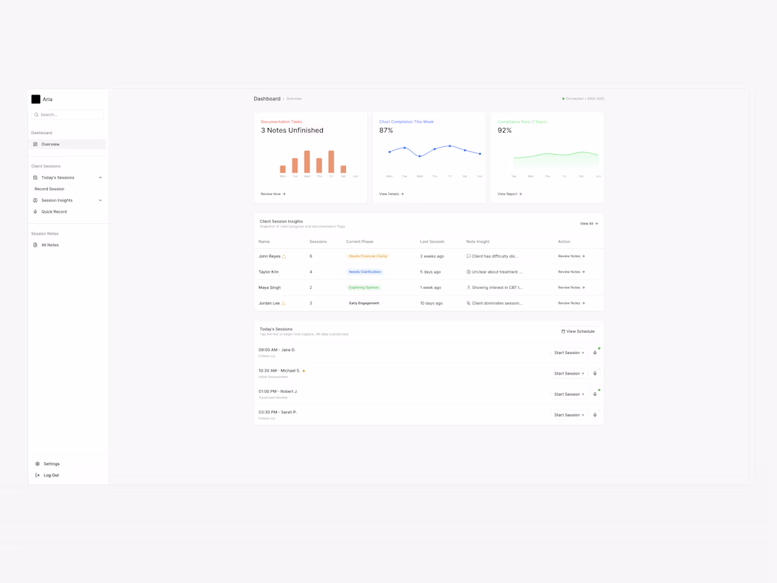 Cover image for ARIA – Automating Therapy Notes Before the Session Ends