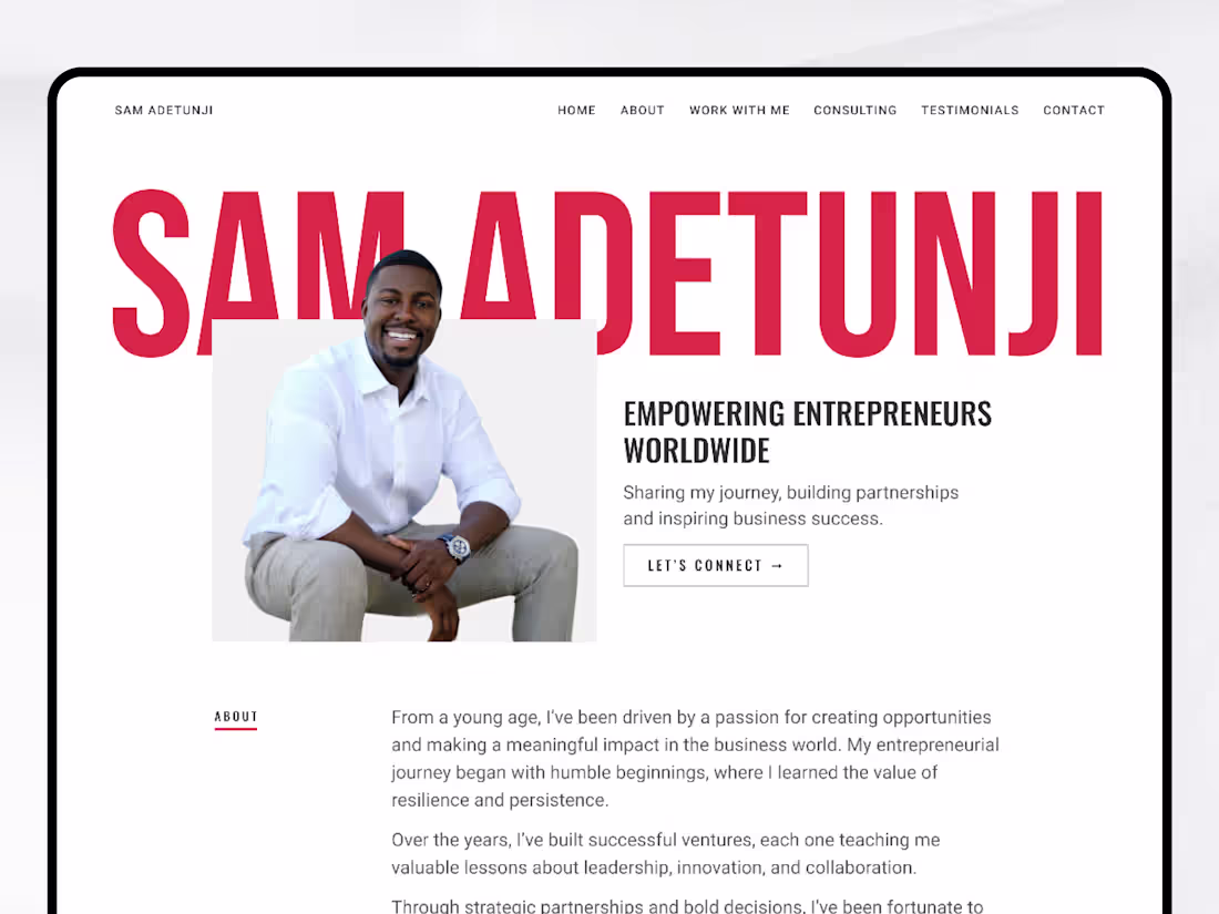 Cover image for Sam Adetunji - Web Design + Framer