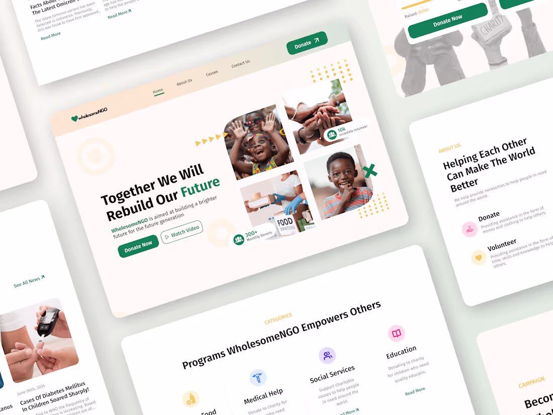 Cover image for WholesomeNGO Landing Page :: Behance