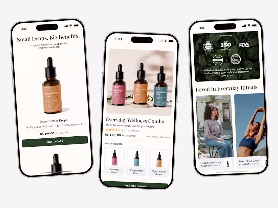 Cover image for Designed a mobile-first UI for Herbal Pouch with thoughtful ...