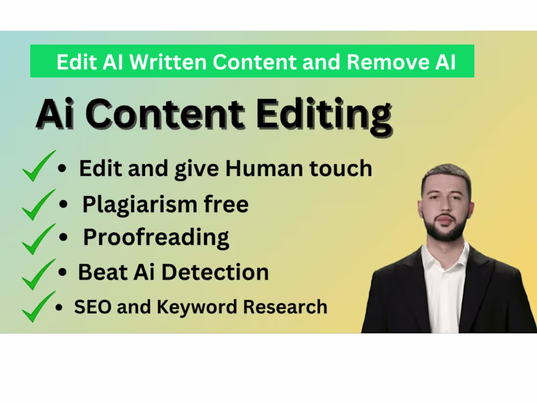 Cover image for I will convert your ai and ChatGPT content into human written.
