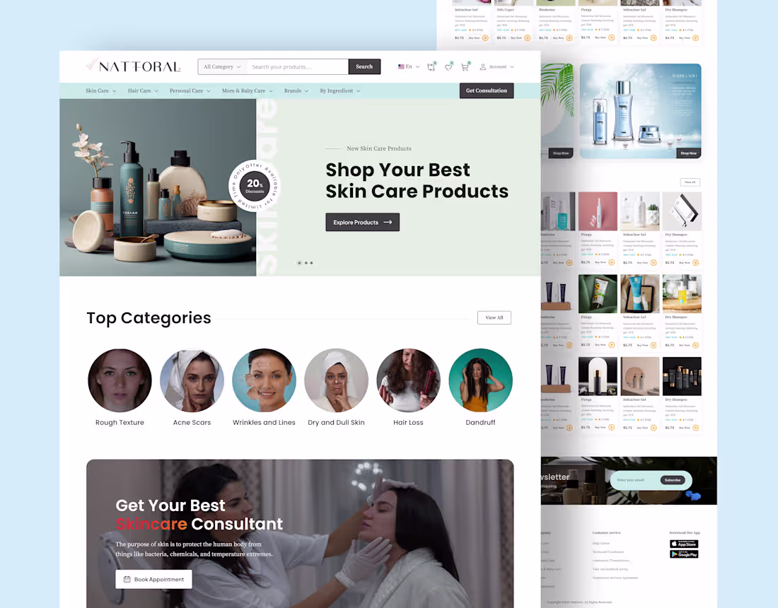 Cover image for Ecommerce Website Landing Page UI Design, UIUX Design