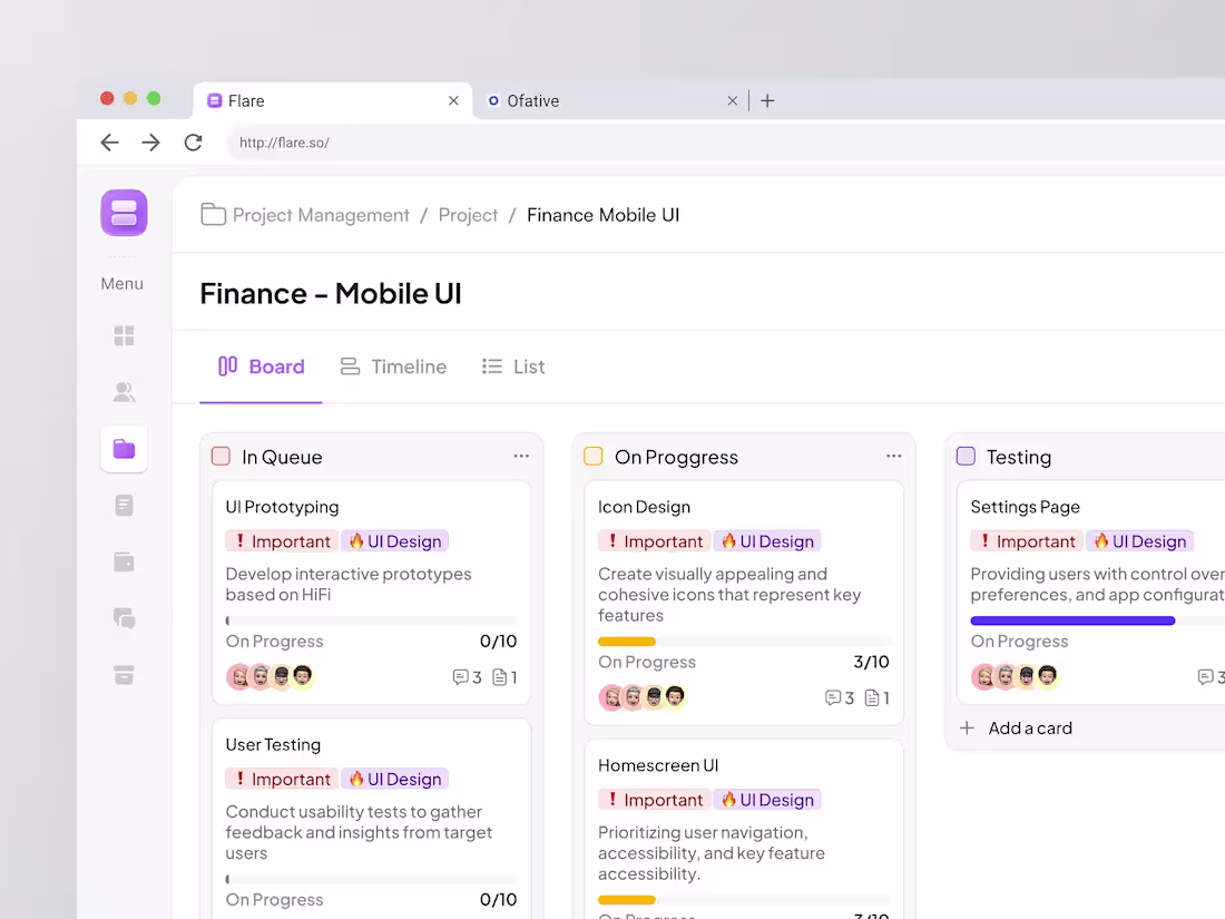 Cover image for Flare - Project Management ⏐ Dashboard