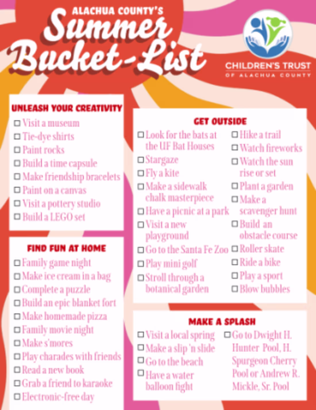 Cover image for Children's Trust of Alachua County Bucket List