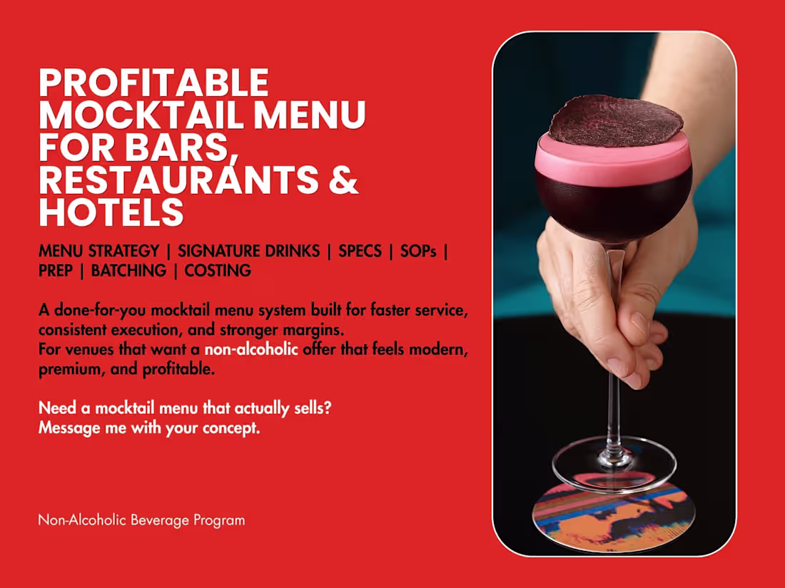 Cover image for Mocktail Menu Creation for Bars, Hotels & Restaurants