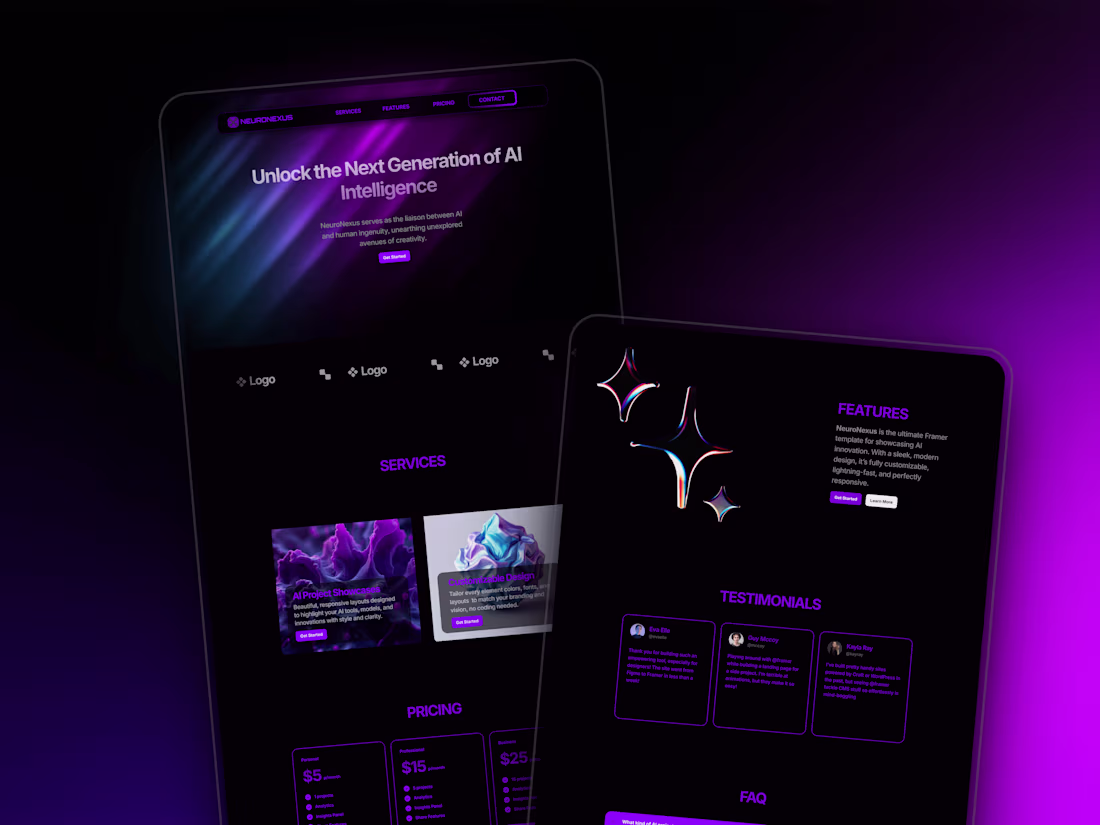 Cover image for NeuroNexus Modern Framer AI SaaS Project