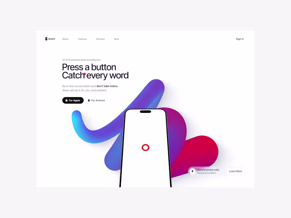 Cover image for Wave - AI Transcription Tool | 0 → 1 Website