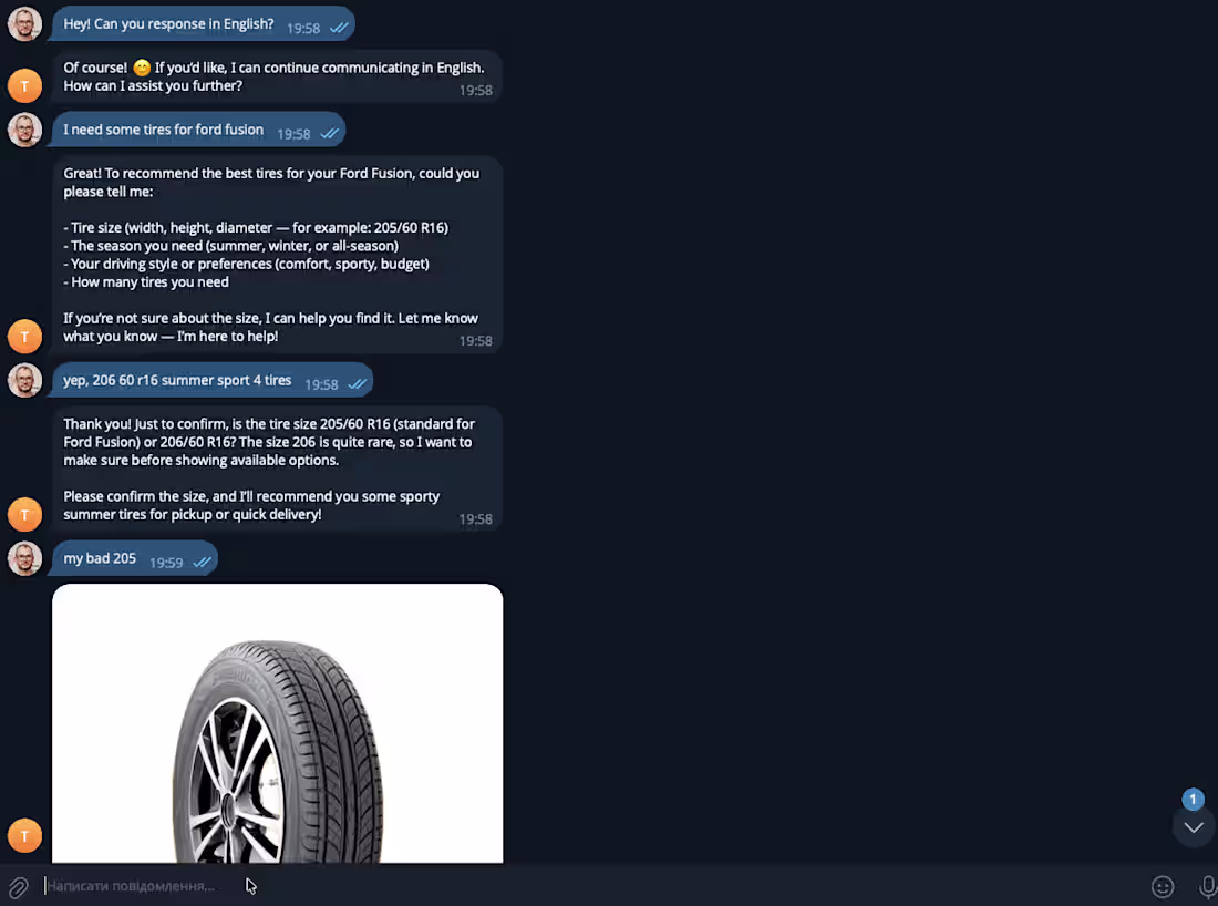 Cover image for We developed TireBot, a custom AI-powered Telegram chatbot f...