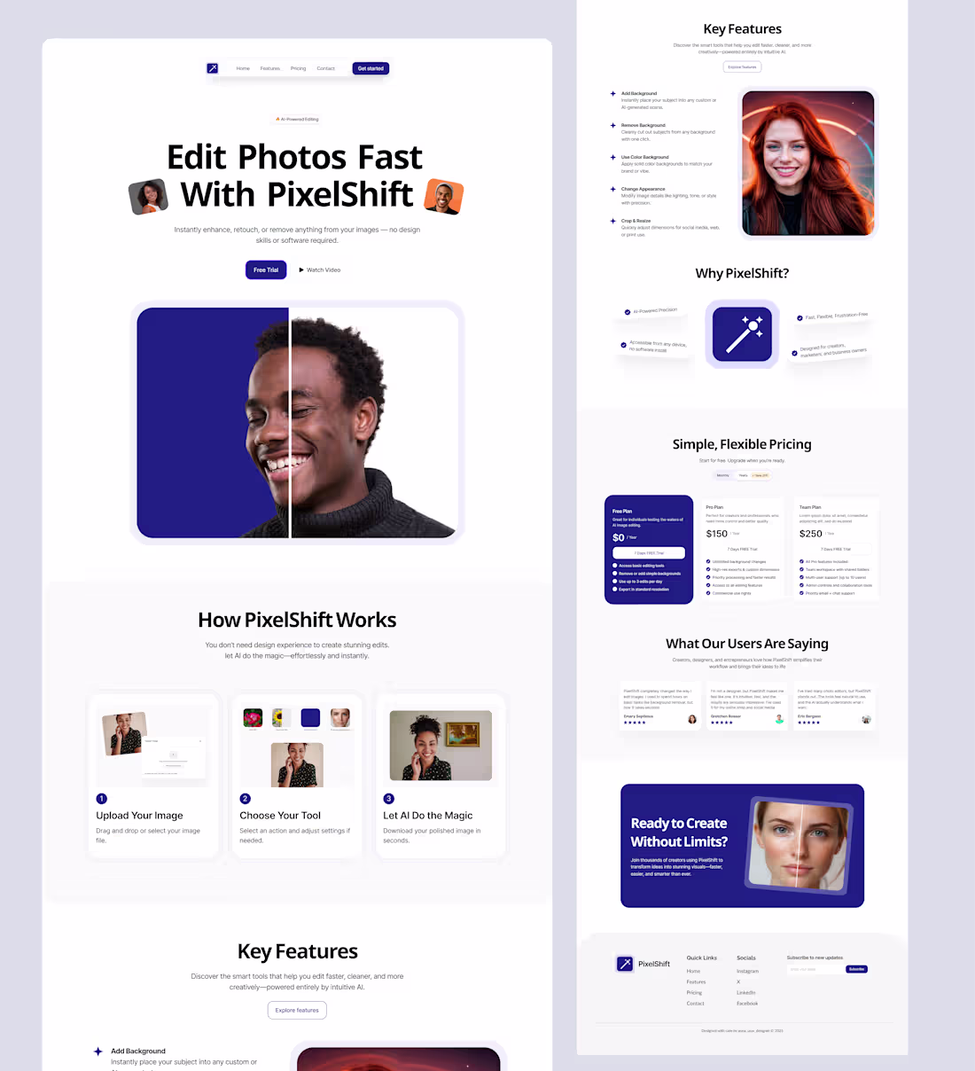 Cover image for Pixelshift Landing Page Design