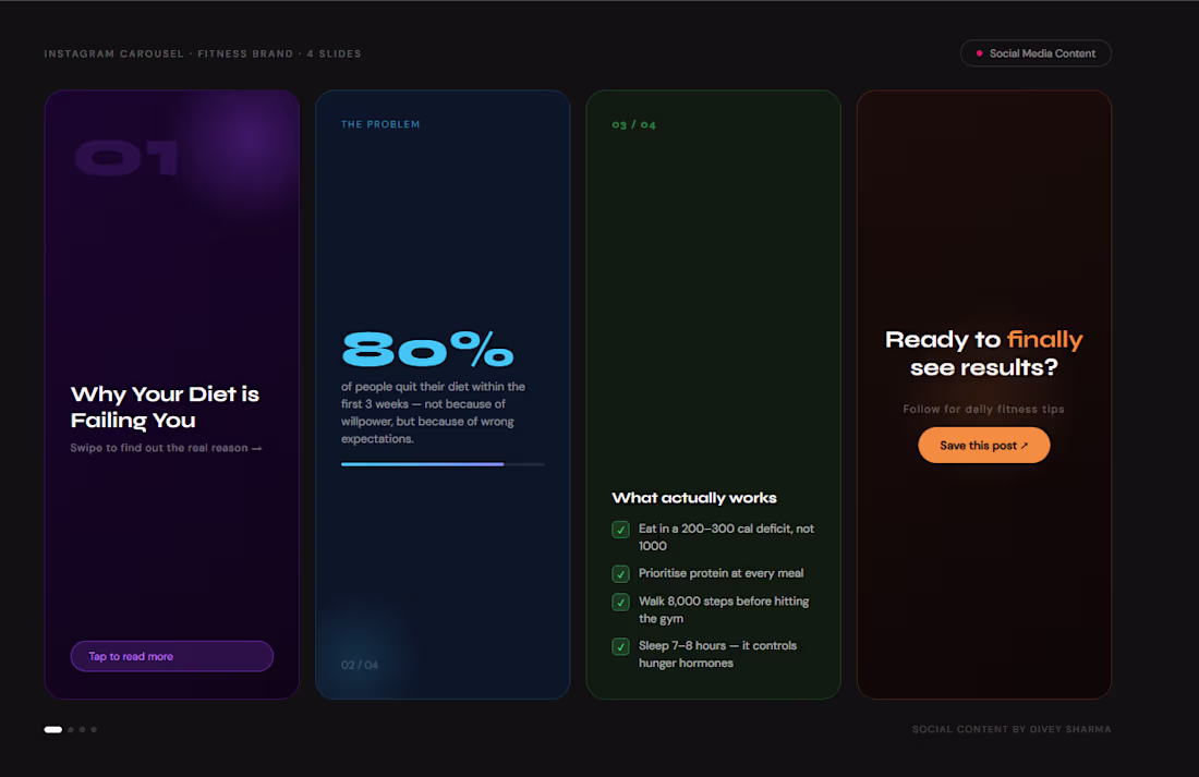 Cover image for A swipeable 4-slide Instagram carousel