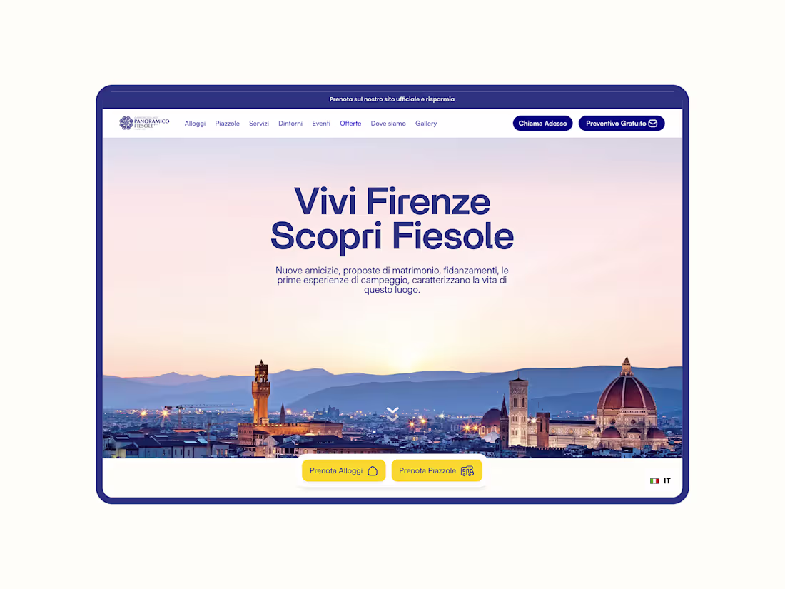 Cover image for Camping Panoramico Fiesole: Website for a Tuscan Destination